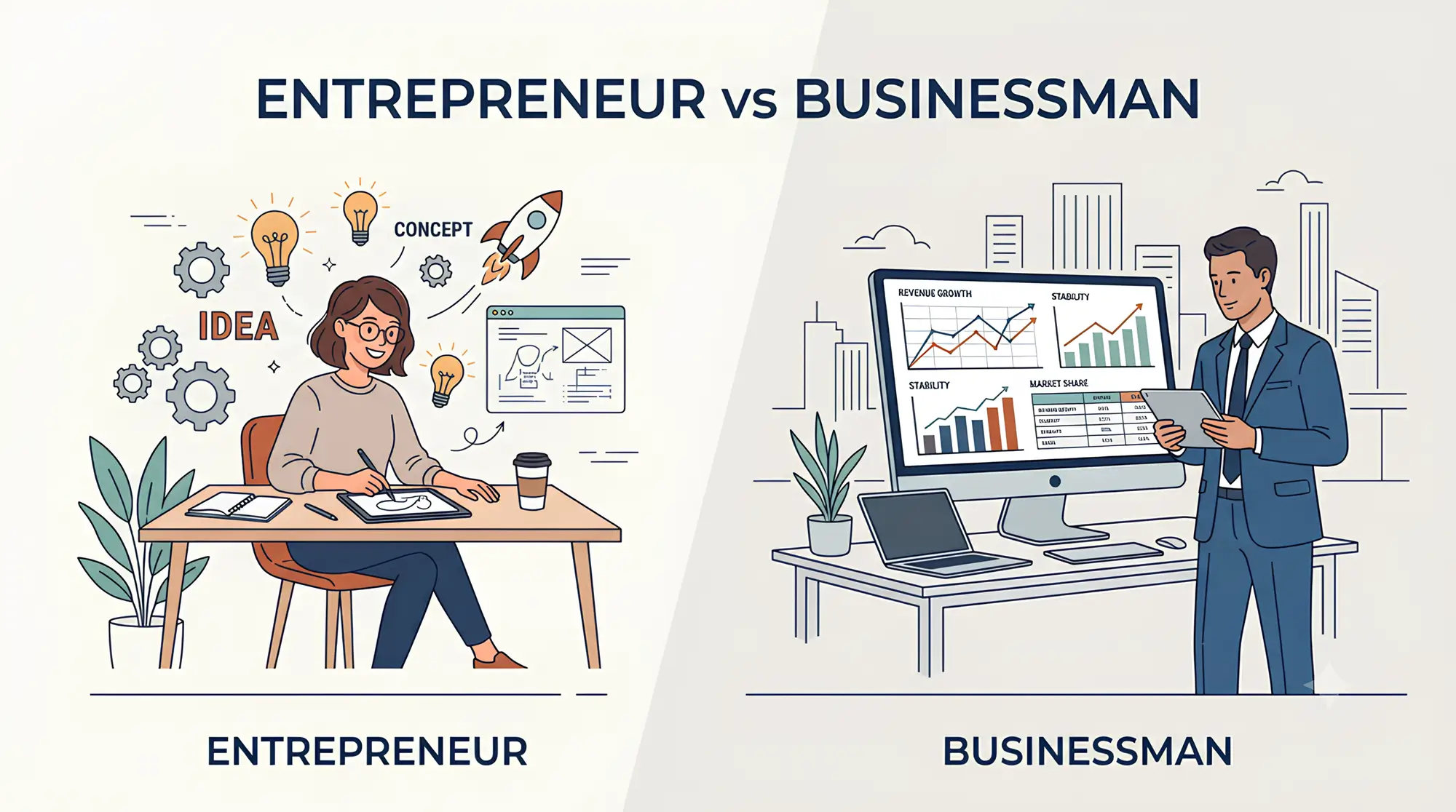 Entrepreneur vs Businessman: What's the Difference & Similarities
